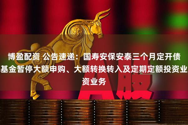 博盈配资 公告速递：国寿安保安泰三个月定开债券基金暂停大额申购、大额转换转入及定期定额投资业务