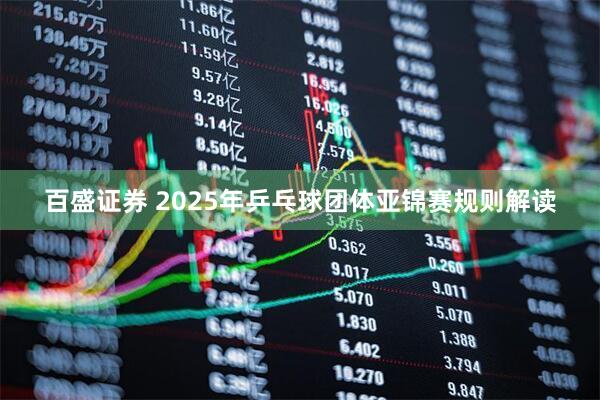 百盛证券 2025年乒乓球团体亚锦赛规则解读